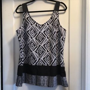 Tribal women’s black and white dressy tank. L